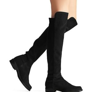 Stuart Weitzman 5050 Black Stretch Over the Knee Suede Boots